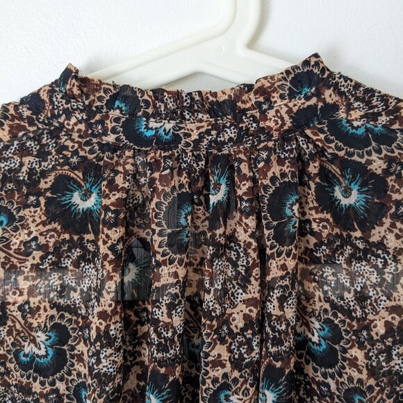 Rachel Roy Blouse Size XS Extra Small 2 Brown Floral Print - Picture 4 of 9
